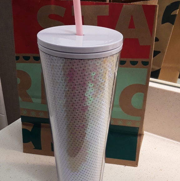 Starbucks Holiday 2020 White Sequin Tumbler